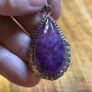 Amethyst teardrop 925 pendant
